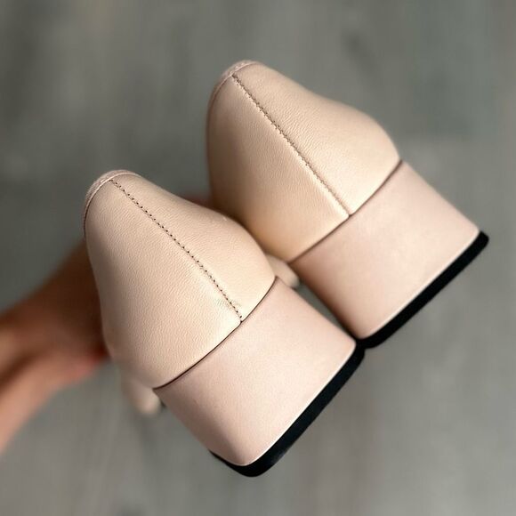 Zara Block Heel Leather Shoes Heels New - Picture 2 of 7